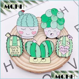 Broches Broches Dessin Animé Mignon Sourire Plante Cactus Amour Émail Broche Alliage Badge Denim Vêtements Sac Pin Douce Femme Bijoux Cadeau Pour Vendredi Dhk0M