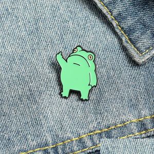 Pins broches cartoon kikker vinger broche pins email revers pin for dames heren top jurk co mode sieraden drop levering dhra4