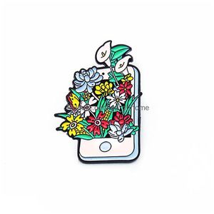 Pins Broches Dessin animé Console de jeu conception broche 3 pièces/ensemble téléphone intelligent fleur émail broches broches en métal pour les filles cadeau bijoux Crea Dh37X