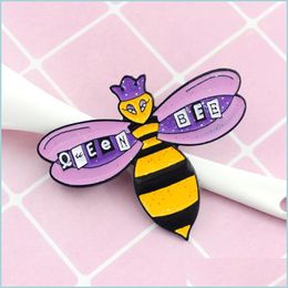 Broches Broches Cartoon Purple Queen Bee Broches Sparkling Bees Émail Pins Shirt Badge Bijoux Cadeaux 608 H1 Drop Delivery Dhgarden Dhwpm
