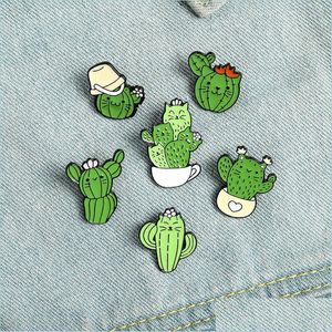 Alfileres Broches Gato Cactus Esmalte Broches Pin Chica Accesorios de joyería Broche vintage Alfileres Insignia Regalo 1460 E3 Drop Delivery 2021 Dhsel Dhfru