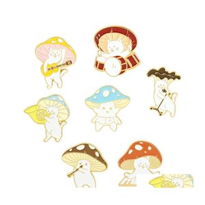 Pins broches katten concert rapel pin champignon email badges dames op rugzak mini hijab pins schattige decoratieve broche drop levering otuwe