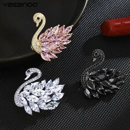 Pins Broschen Charmante Kristall Schwan Brosche Modeschmuck Strass Tier Für Frauen und Mädchen Zirkonia Vogel Dekorieren 231020