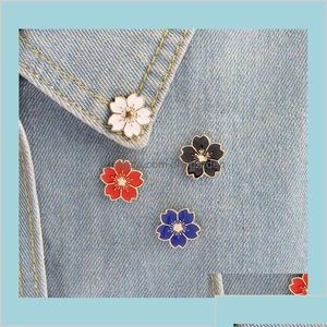 Broches broches Cherry Flower Gold Color Buttons épingles Badges sacs de style japonais Gift Girls Hnm3g Tuhx2 Drop Livrot Dhs7g