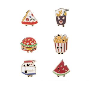 Broches, broches enfants dessin animé émail broche broches pastèque lait burger cola frites pizza broches créatives pour enfant fash dhdgv