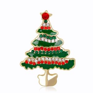 Pins, broches kerstboom broche elegant wit rood groen kristal voor vrouwen partij gift mode email pins sieraden