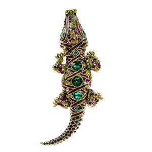 Broches, broches CINDY Xiang Grand beau crocodile pour femmes Mode animale Pin Verre Matériel Haute Qualité Luxe Bijoux d'hiver