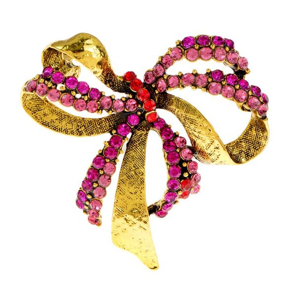 Pins, broches Cindy Xiang Rhienstone Bow pour femmes Vintage Antique Gold Couleur Eleagnt Lady Pin Tissu Robe Chapeau Accessoires Bon cadeau