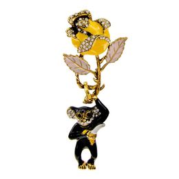 Spelden, broches Cindy Xiang Rhinestone Bloem Monkey Pin Broche Grote Dier Sieraden Banaan Emaille Vintage Rose Accessoires Winter Design