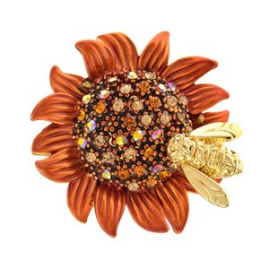 Pins, broches Cindy Xiang Tournesol avec étamine strass pour femmes et hommes Daisy Fleur Insecte Bee Pins Broche Bijoux Accessoires