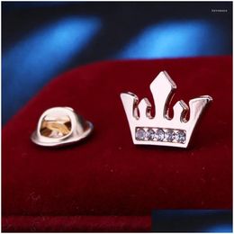 Broches broches classiques broch royal couronne royale à revers doré colons masculins cols accessoires en acier inoxydable petit bijoux drop livraison dhvdf