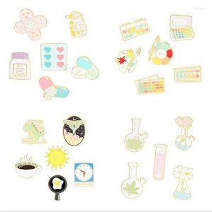 Broches broches café soleil dinosaure Anime émail chimie pharmacien Badge pharmacie coeur brosse Art peinture à l'huile broche bijoux Kirk22