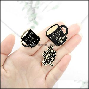 Pins broches koffie vintage emailbroches pin voor vrouwen mode jurk jas shirt demin metalen badges zwarte kleur 6132 q2 drop deli dhk6b