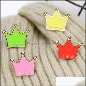 Pins Broches Kleur Kroonvorm Broche Pin Unisex Legering Druppel Olie Trui Kleding Reversspeldjes Europa Dames Tas Hoed Cowboy C Jewelsho2284