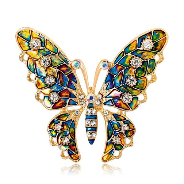 Broches Broches Colorf Émail Papillon Broche Or Cristal Strass Broches Pour Femmes Hommes Bouquets De Mariage Bijoux De Mode Will Et Dh2Lt