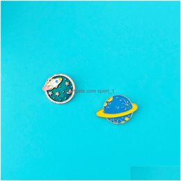 Broches broches Cosmic Planet Theme Brooch broche 4pcs / set ins mignon iceberg rocket soleil broches for hommes cols broches bijoux métal b dhlp5