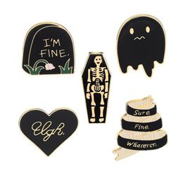 Pins broches creatieve grafsteen kist skelet spookbroche Halloween jas kraag badge pins sieraden geschenken voor kinderen dhgarden dhm16