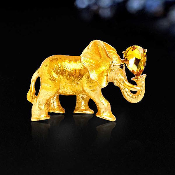 Alfileres Broches Elefante de cristal Aleación Rhinone Elefante Animal Flor Gota de aceite Elefante Hombre y mujer Accesorios dobles UniversalL230315