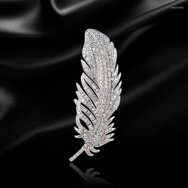 Broches en cristal avec plumes, strass clairs, décoration de Bouquet de mariage, bijoux, beau cadeau, Seau22