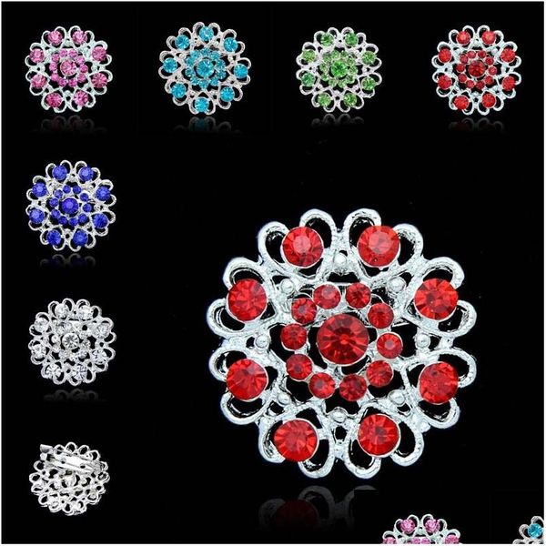 Broches Broches Cristal Fleurs Amour Pins Diamant Broche Boutonnière Bâton Cor Mariage Bijoux De Mode 170265 Drop Delivery Dhoxv