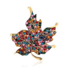 Pins Broches Crystal Maple Leaf Broche Gouden Diamanten Jurk Pak Sjaal Gesp Cor Vrouwen Mannen Mode-sieraden Will And Sandy Gif Dhrbd