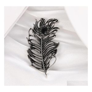 Pins broches kristal pauw veren email pins bruiloft accessoires retro mode broche voor stoffen dames cadeau drop levering juwelen dhq9e
