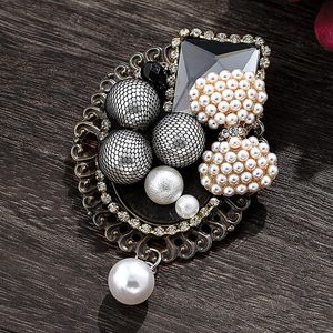 Pins, Broches Crystal Rhinestone Pearl Retro Broche Teardrop Vrouw Pin Voor Wedding Party Sieraden Accessoires Groothandel