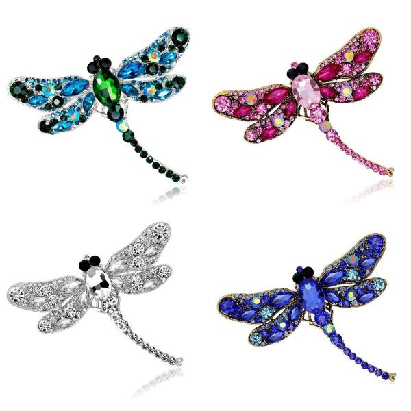 Broches, broches cristal vintage libellule pour femmes de haute qualité mode insectes broche broches manteau accessoires bijoux animaux cadeaux 7 colo dhiaz