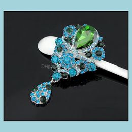 Pinnen broches kristal water drop broche diamant cor sjaaljurk zakelijk pak broches voor vrouwen sieraden cadeau levering dh7rd