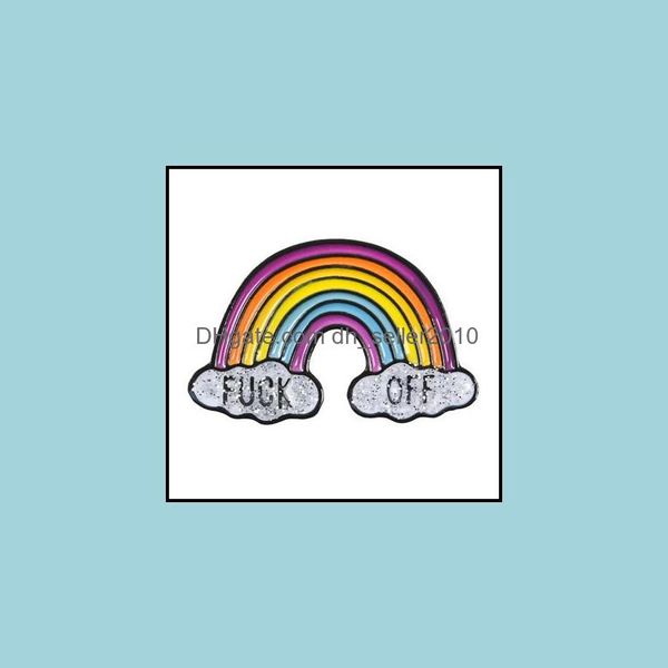 Broches Broches Personnalisé Broche En Métal Émail Broche En Gros Creative Rainbow Bridge Lettre Nuage Dessin Animé Broches Femmes Charmes Revers Dhmc4