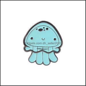 Broches Broches Personnalisé Émail Broche Dessin Animé Alliage Badges Insignes Hommes Femmes Animal Bk Bijoux Méduse Hippopotames Étoile De Mer Baleines Brooc Dhnfp