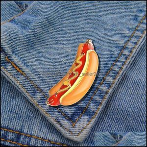 Pins broches Aangepaste hamburger pizza email Pin Oil Drop denim broches vrouwen mannen sieraden cartoon interesse badge broche 1208 d3 dhdfm