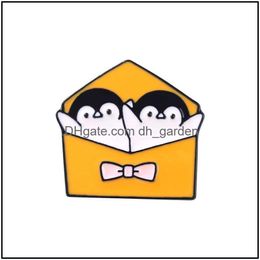 Pins Broches Personnalisé Émail Dur Broche Créative Dessin Animé Mignon Animal Pingouin Broche Personnalité En Métal Homme Femmes Mode Je Dhgarden Dhnim