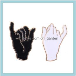 Pins broches op maat gemaakte haak handen harde email Creatieve zwart -witte cartoon sieraden voor vriendinnen paar aangepaste bk p dhgarden dhlgo