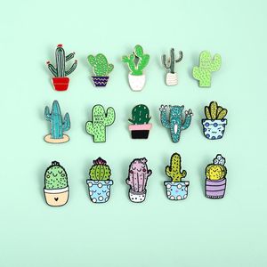 Épingles, broches accessoires mignon Ensemble de dessin animé végétier émail Pin coloré Cactus chlorophytum Badges en pot de denim Bijoux de revers en gros