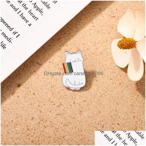 Pinnen broches schattige dierenglaver revers pins kleine witte kattenbroches voor vrouwen denim shirt cadeaubon accessoires regenboog vlag dhczb