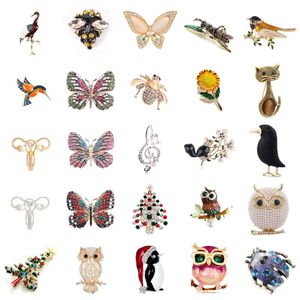 Pines, Broches Lindas Pájaros Pin Pin para Mujeres Esmalte Cristal Animal Bebé Bebé Broche Joyería de Navidad Moda Hecho a mano