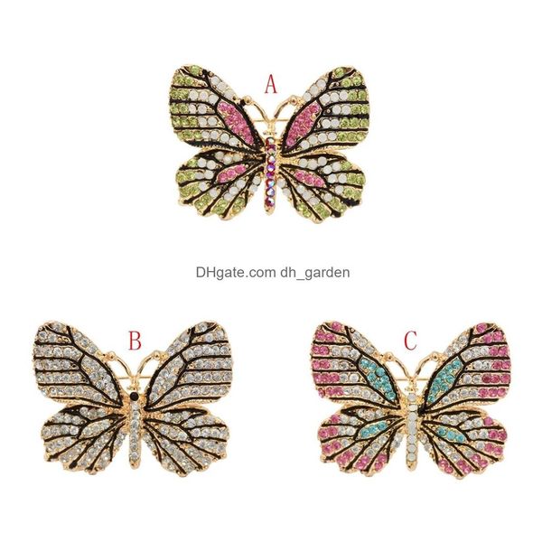 Broches Broches Papillon Mignon Pour Femmes Strass Cristal Robe Accessoires Cadeau Livraison Directe Bijoux Dhgarden Dhfje