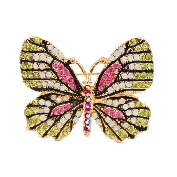 Broches broches papillon mignon pour femmes strass cristal robe accessoires cadeau livraison directe bijoux Dhuun