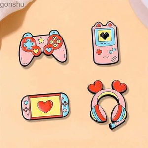 PINES Broches Lindo Cartoon Retro Consola Controlador de juegos Auriculares Auriculares Broche Pin de la solapa rosada Insignia de ropa Accesorios de ropa WX