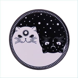 Pinnen broches schattige katten en -eename pins celestial yin yang zwarte witte kat broche badge pin sieraden 604 h1 drop levering dhgarden dh1ev