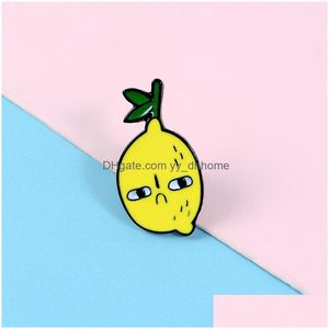 Pins Broches Mignon créatif citron broches dessin animé fruits forme drôle émail broches alliage broche pour femmes Denim chemise Badge broche Fashi Dhxm3