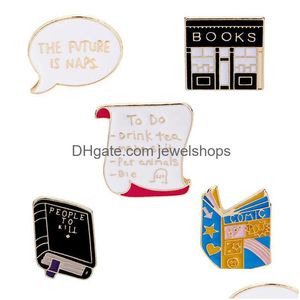 Broches Broches Mignon Émail Livres Femmes Hommes Librairie Bobine Créative Dessin Animé Badge Pour Enfants Mode Bijoux Cadeau Drop Livraison Dhzd5