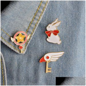 Pins Broches Leuke Sakura Ster Stok Toverstaf Vogelkop Konijn Broche Voor Meisjes Denim Jasje Pin Uniform Badge mode Japanse A Dhrtp