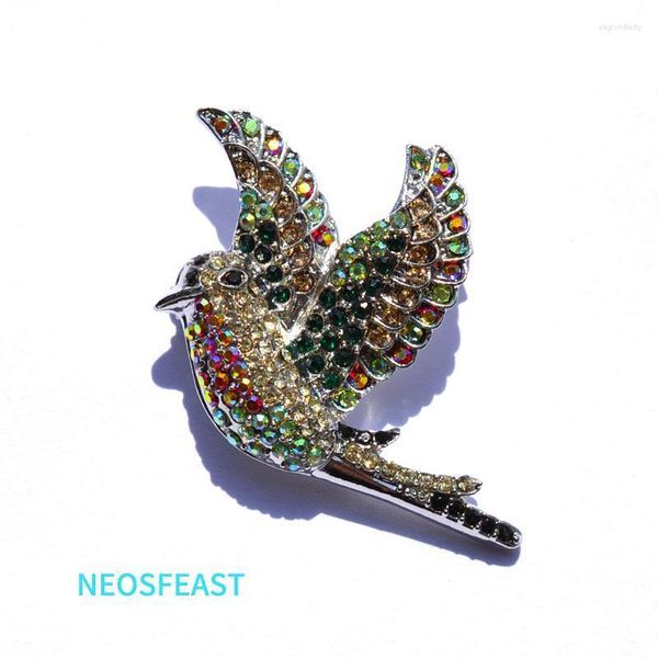 Broches Broches Délicat Strass Oiseau Pour Femmes Multi Couleur Alliage Élégant Pin Dames Robe Vêtements Cadeaux De Mariage Bijoux De Mode Seau22