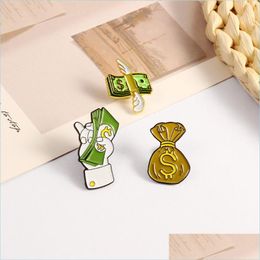 Broches Broches Designer Émail Broche Broche Pièce D'or Dollar Bill Main Conception Mode Vêtements Collocation Insigne Personnalité J Dhgarden Dhudv