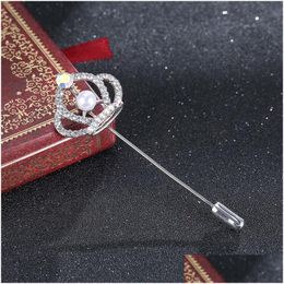 Pins Broches Diamond Crown Broche Pins Fashion Crystal Revers Pin Breastpin Cor Vrouwen Mannen Pak Sieraden Will En Sandy drop Dhgor