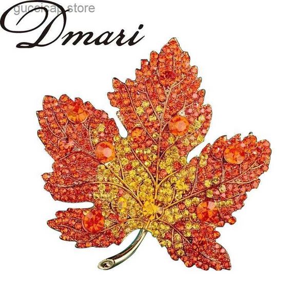 Pins Broches Dmari bijoux de luxe 4 couleurs cristal feuilles d'érable épinglettes conception exquise insignes pour vêtements accessoires de fête femmes broche Y240329