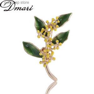 Pins Broches Dmari femmes broche émail broche chic Osmanthus branche épinglettes fleur Badge bureau fête accessoires bijoux pour vêtements Y240329