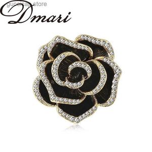 Pins Broches Dmari femmes broche mode coréenne Style Vintage strass noir Rose épinglettes accessoires de fête pour vêtements bijoux de luxe Y240329